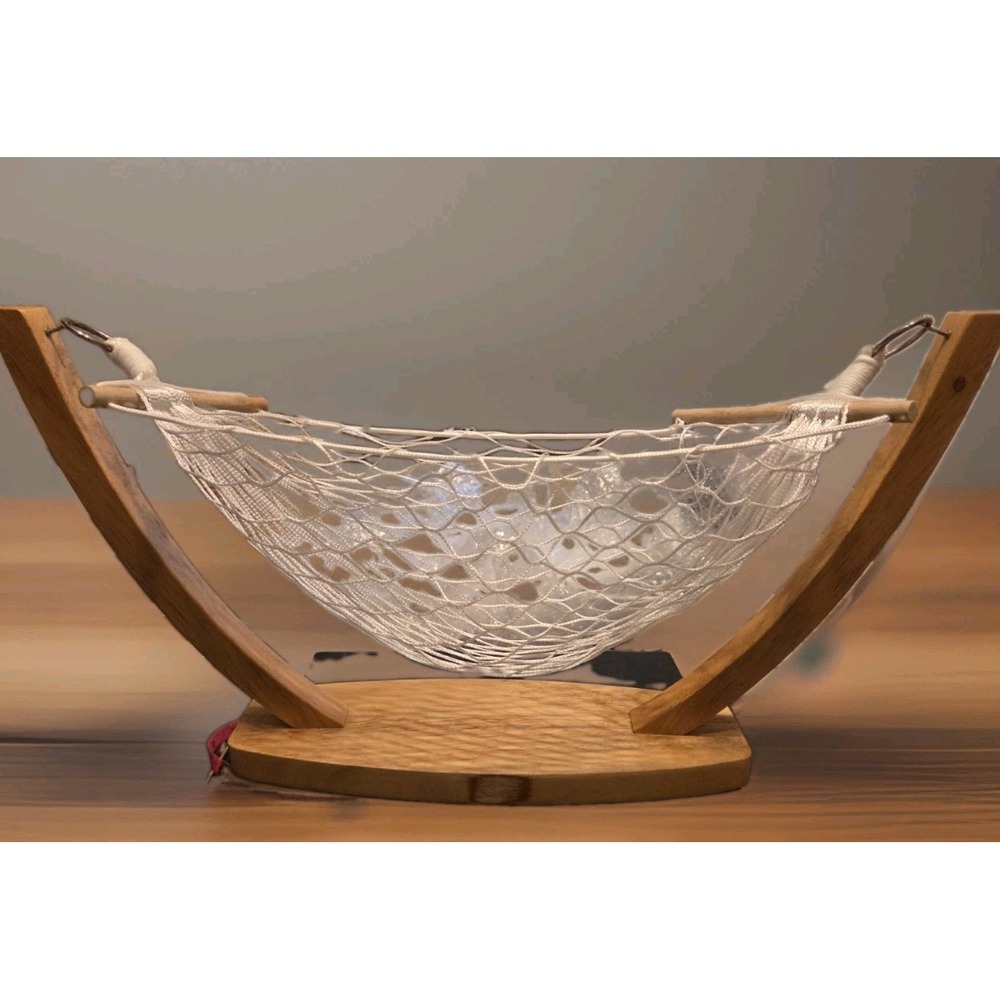 Vintage Wood Hammock Fruit & Veggie Holder Light Wood MCM 70s Kitchen
